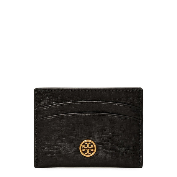 Tory Burch Robinson Leather Card Case-Black