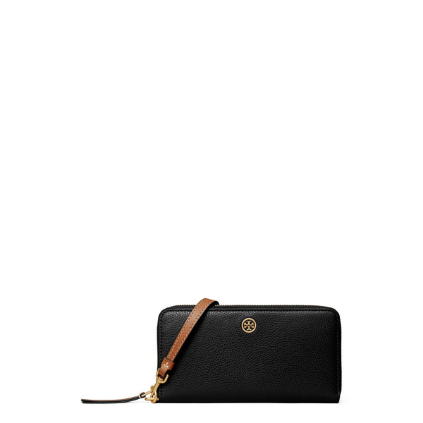 Tory Burch Robinson Pebble Leather Zip Around Continental Wallet