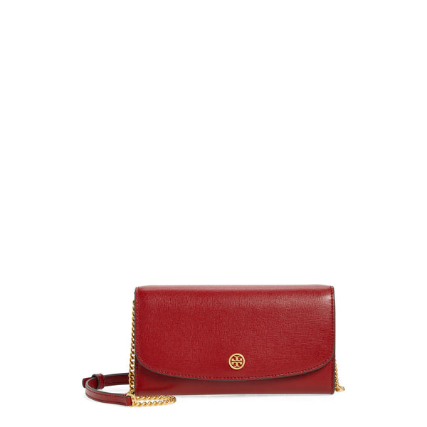 Tory Burch Robinson Leather Wallet on a Chain-Bricklane